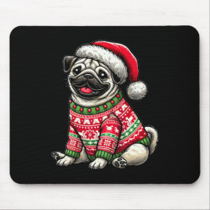 Hunde Mops Ugly Sweater Weihnachtsmannmütze Weihna Mousepad