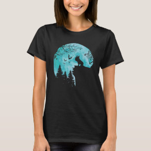 Hunde Mops und der Mond Silhouette Halloween Niedl T-Shirt