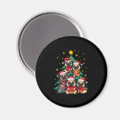Hunde Mops Weihnachtsbaum Niedliche Weihnachten (3 Magnet (Vorderseite/Rückseite)