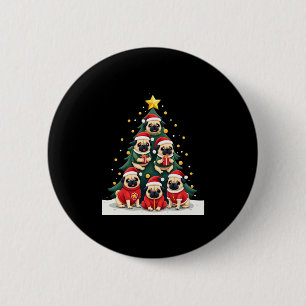 Hunde Mops Weihnachtsbaum Niedliche Weihnachten (4 Button