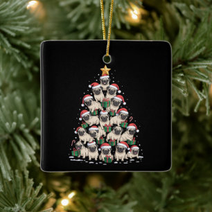 Hunde Mops Weihnachtsbaum Niedliche Weihnachtslied Keramikornament