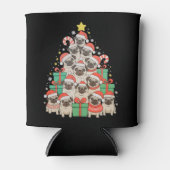 Hunde Mops Weihnachtsbaum Xmas Vater Mama Dosenkühler (Vorderseite)