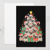 Hunde Mops Weihnachtsbaum Xmas Vater Mama Feiertagskarte (Vorne/Hinten)