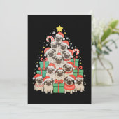 Hunde Mops Weihnachtsbaum Xmas Vater Mama Feiertagskarte (Stehend Vorderseite)