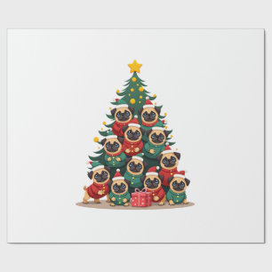 Hunde Möpse Weihnachtsbaum Süß Weihnachten (2) Geschenkpapier