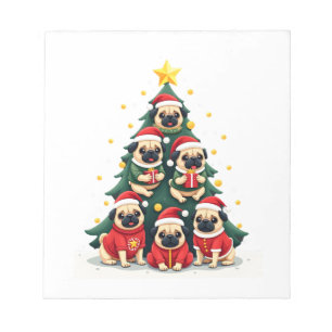 Hunde Möpse Weihnachtsbaum Süß Weihnachten (4) Notizblock