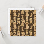 Hunde Muster Brown labradoodle goldendoodle flach Karte (Vorderseite/Rückseite Beispiel)