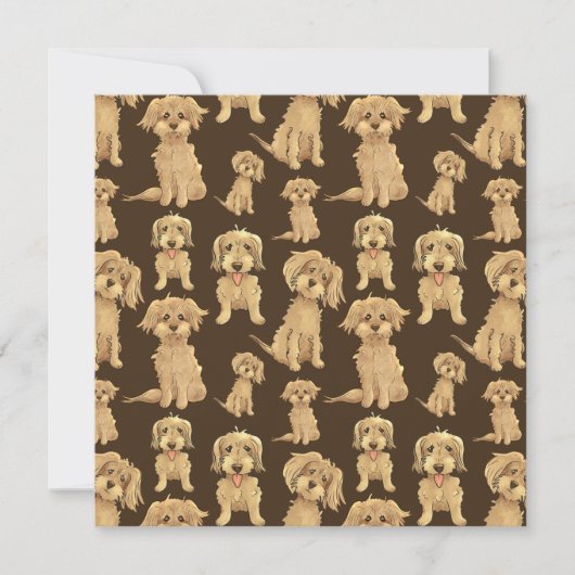 Hunde Muster Brown labradoodle goldendoodle flach Karte (Vorderseite)