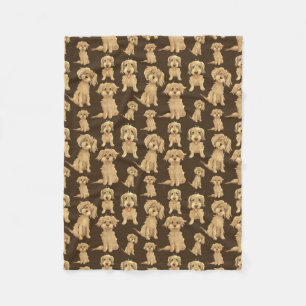 Hunde Muster Brown labradoodle goldendoodle Zeichn Fleecedecke