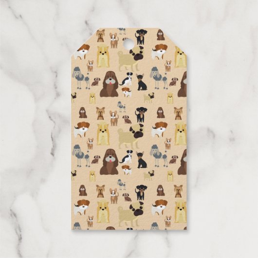 Hunde Muster. Geschenkanhänger (Rückseite)