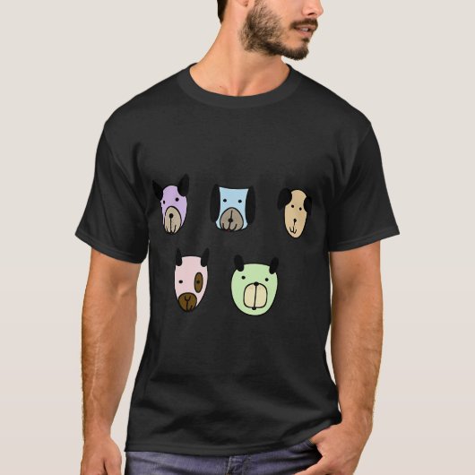 Hunde Muster-Grün T-Shirt (Vorderseite)