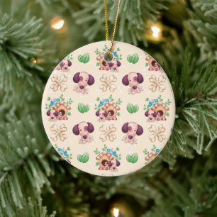 Hunde Muster Keramik Ornament