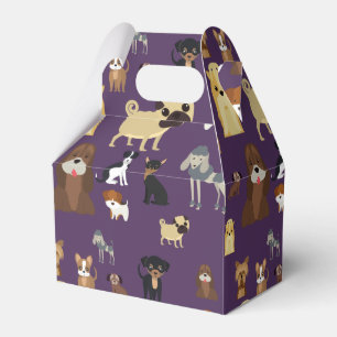 Hunde Muster mit lila Hintergrund. Geschenkschachtel