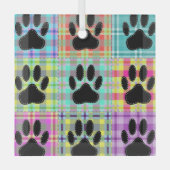 Hunde Muster Quilt Glas Ornament Ornament Aus Glas (Vorderseite)