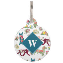 Hunde Muster und Vintage Aquarellfarben Blume Mono