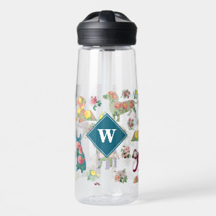 Hunde Muster und Vintage Blume Monogramm Trinkflasche