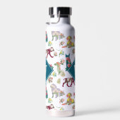 Hunde Muster und Vintage Blume Monogramm Trinkflasche (Rechts)