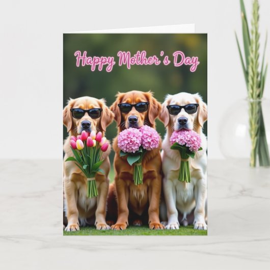 Hunde-Muttertags-Karte mit Blumen Karte (Vorderseite)