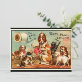 Hunde Nähen Postkarte (Stehend Vorderseite)