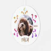 Hunde Name Foto Farbenfrohe Schneeflocke Ornament Aus Metall (Vorderseite links)
