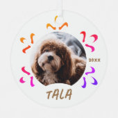 Hunde Name Foto Farbenfrohe Schneeflocke Ornament Aus Metall (Vorderseite)