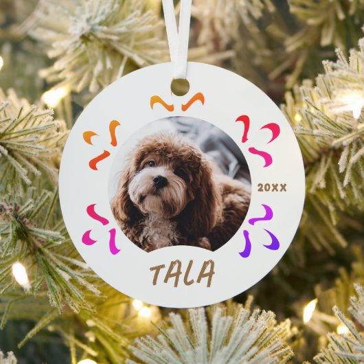 Hunde Name Foto Farbenfrohe Schneeflocke Ornament Aus Metall (InSitu)