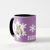 Hunde Name Foto Lila Snowflake Tasse (Vorderseite Links)