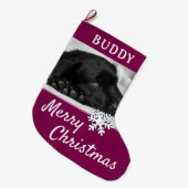 Hunde Name Foto Snowflake Großer Weihnachtsstrumpf (Vorderansicht (hängend))