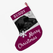 Hunde Name Foto Snowflake Großer Weihnachtsstrumpf (Rückseite (Hängend))