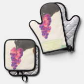 Hunde Nase und Traube Ofenhandschuh & Topflappen-Set (Vorderseite/Rückseite)