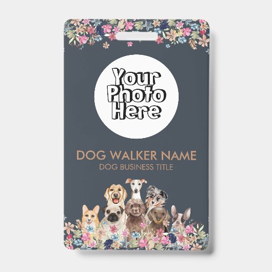 Hunde Niedliches Blumenwasser Foto Ausweis (Vorderseite)