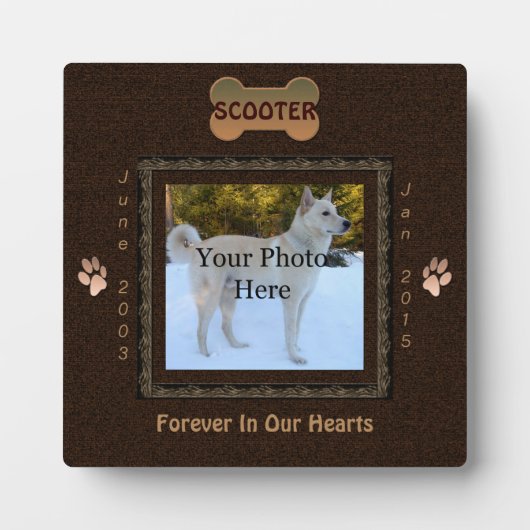 Hunde oder Cat Memorial Elegante Brown Fotoplatte (Vorderseite)