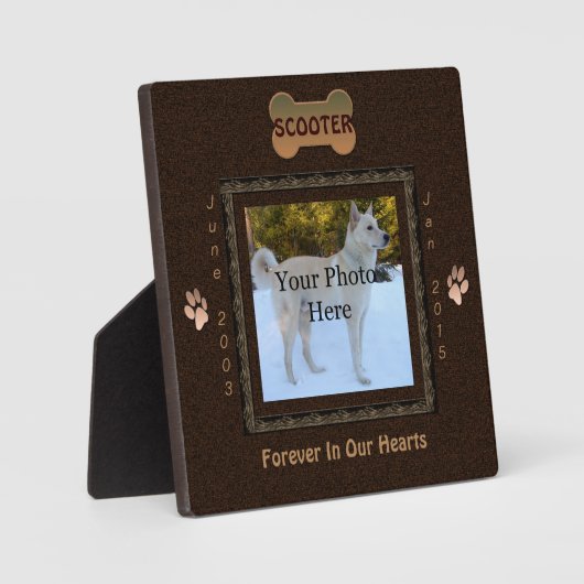 Hunde oder Cat Memorial Elegante Brown Fotoplatte (Vorderseite)