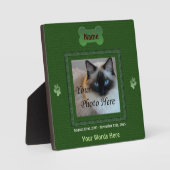Hunde oder Cat Memorial Elegante Grün Fotoplatte (Vorderseite)