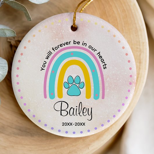 Hunde oder Katzengedenkmal niedlicher rosa Regenbo Keramik Ornament