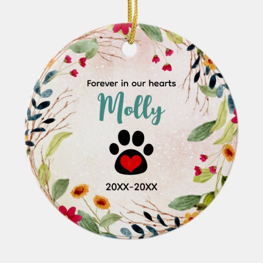 Hunde- oder Katzengeweih Keramik Ornament (Vorne)