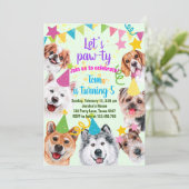 Hunde Party Einladung zum Geburtstag (Stehend Vorderseite)