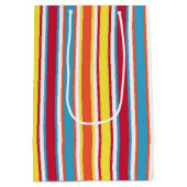 Hunde Party Farbige Streifen Personalisiert Mittlere Geschenktüte (Rückseite)