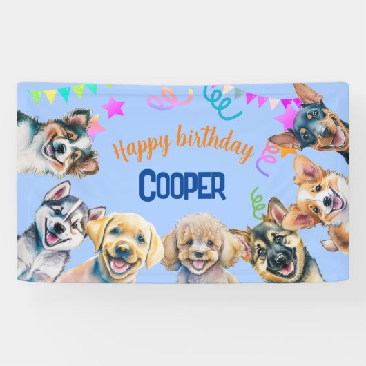 Hunde Party Geburtstag Banner (Horizontal)