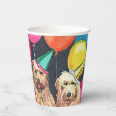 Hunde Party Hunde in Party Hats und Balloons farbe Pappbecher (Rückseite)