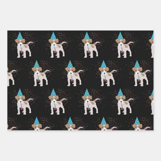 Hunde Partying - Tiere Welpen mit Party Geschenkpapier Set (Vorderseite 3)