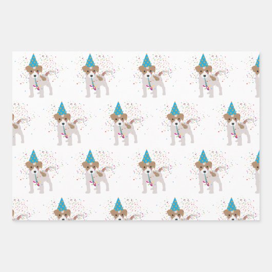 Hunde Partying - Tiere Welpen mit Party Geschenkpapier Set (Vorderseite 3)