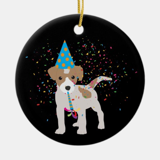 Hunde Partying - Tiere Welpen mit Party Keramik Ornament (Vorne)