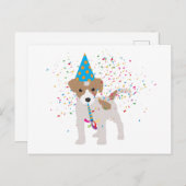 Hunde Partying - Tiere Welpen mit Party Postkarte (Vorne/Hinten)