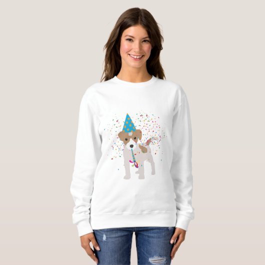 Hunde Partying - Tiere Welpen mit Party Sweatshirt (Vorne ganz)
