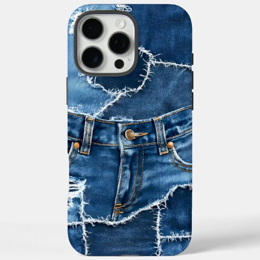 Hunde-Patchwork-Kunst-Denim Case-Mate iPhone Hülle (Rückseite)