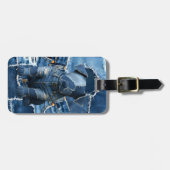 Hunde-Patchwork-Kunst-Denim Gepäckanhänger (Vorderseite horizontal)