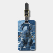 Hunde-Patchwork-Kunst-Denim Gepäckanhänger (Vorderseite vertikal)