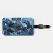 Hunde-Patchwork-Kunst-Denim Gepäckanhänger (Rückseite horizontal)