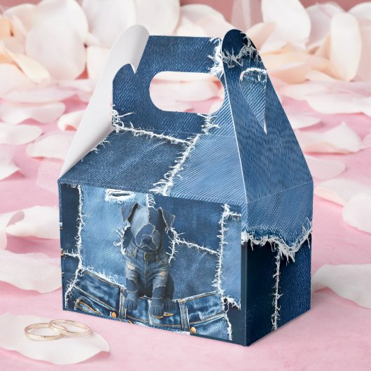 Hunde-Patchwork-Kunst-Denim Geschenkschachtel (Hochzeit)